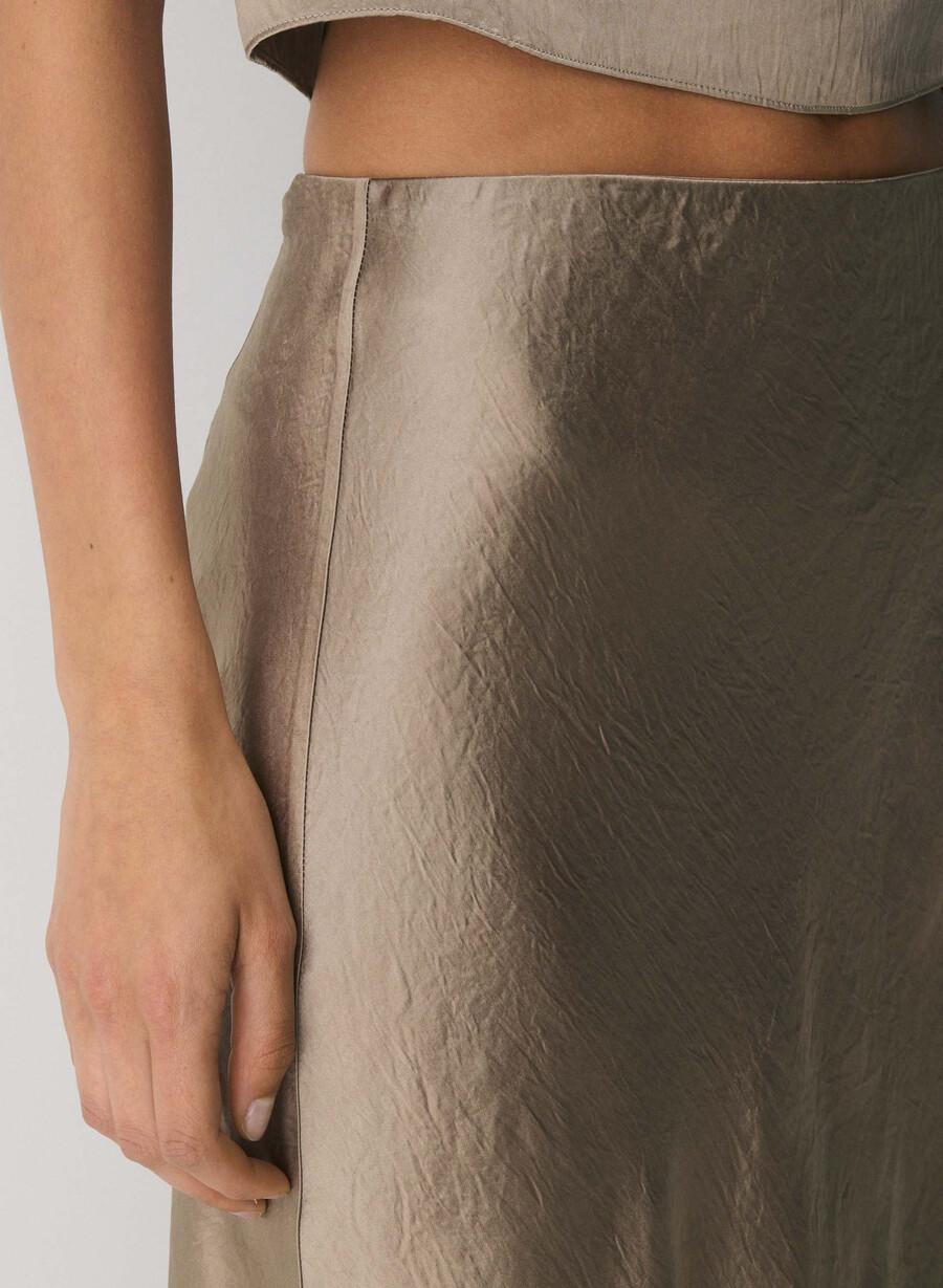 slip sateng maxiskjørt nomad taupe