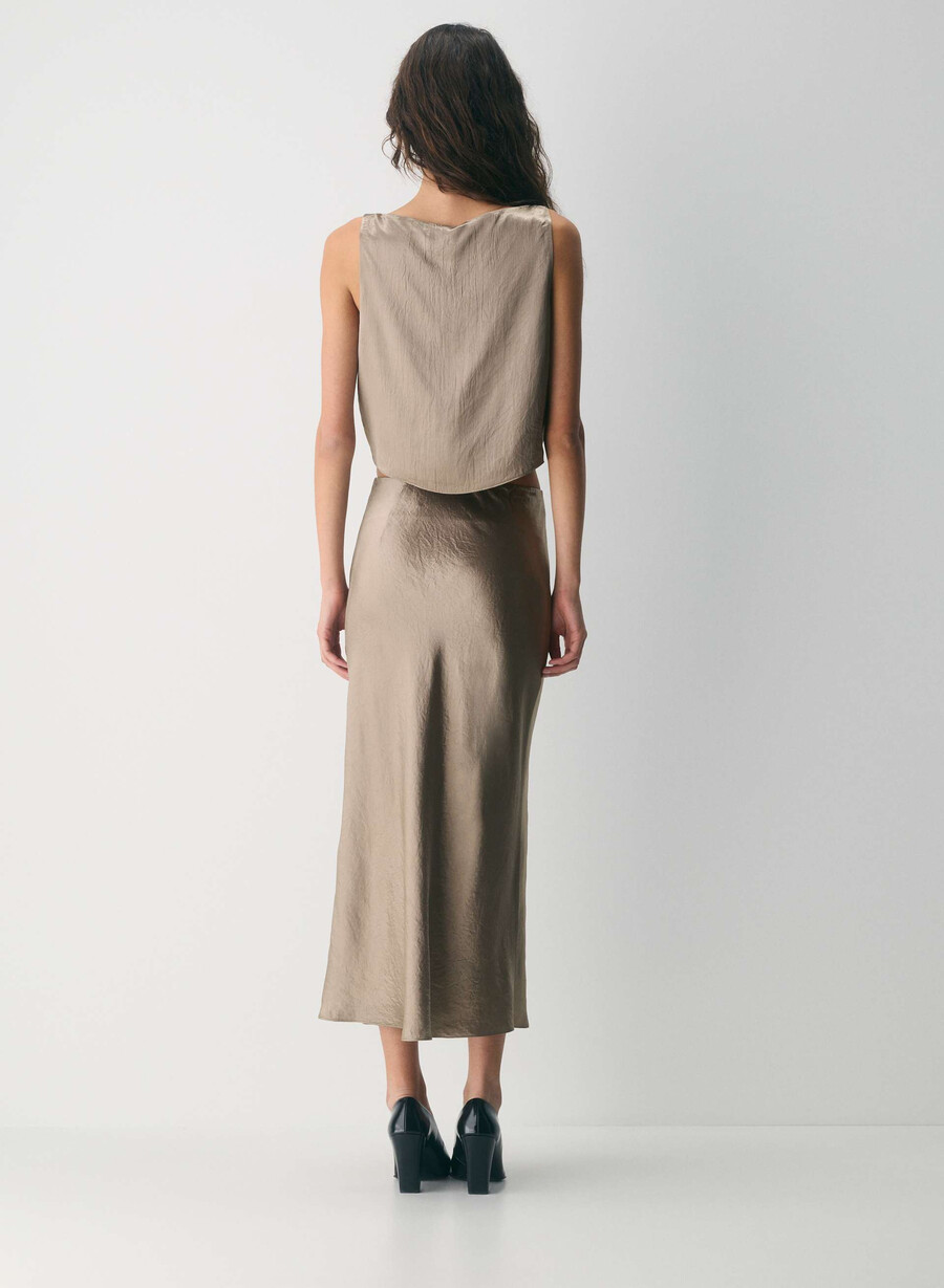 slip sateng maxiskjørt nomad taupe