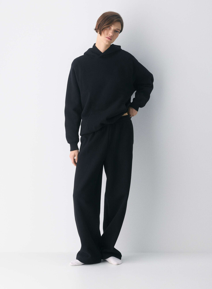 cozy sweatfleece boyfriend barrel joggebukse svart