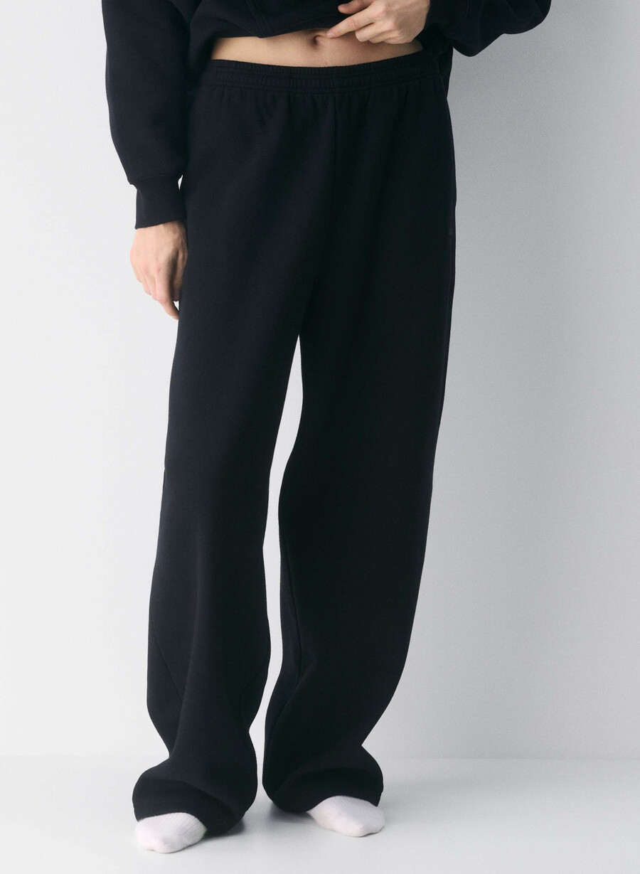 cozy sweatfleece boyfriend barrel joggebukse svart