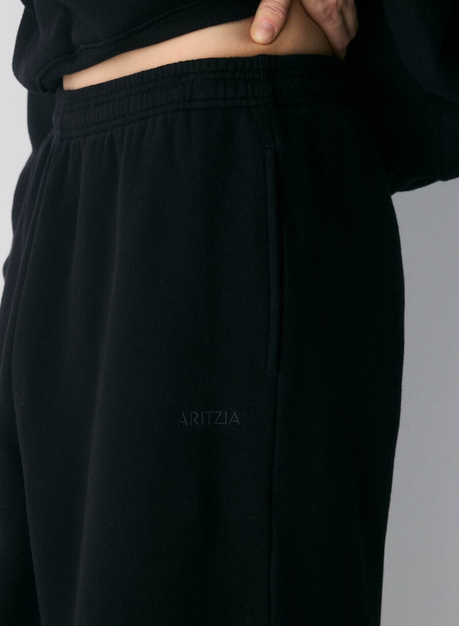 cozy sweatfleece boyfriend barrel joggebukse svart