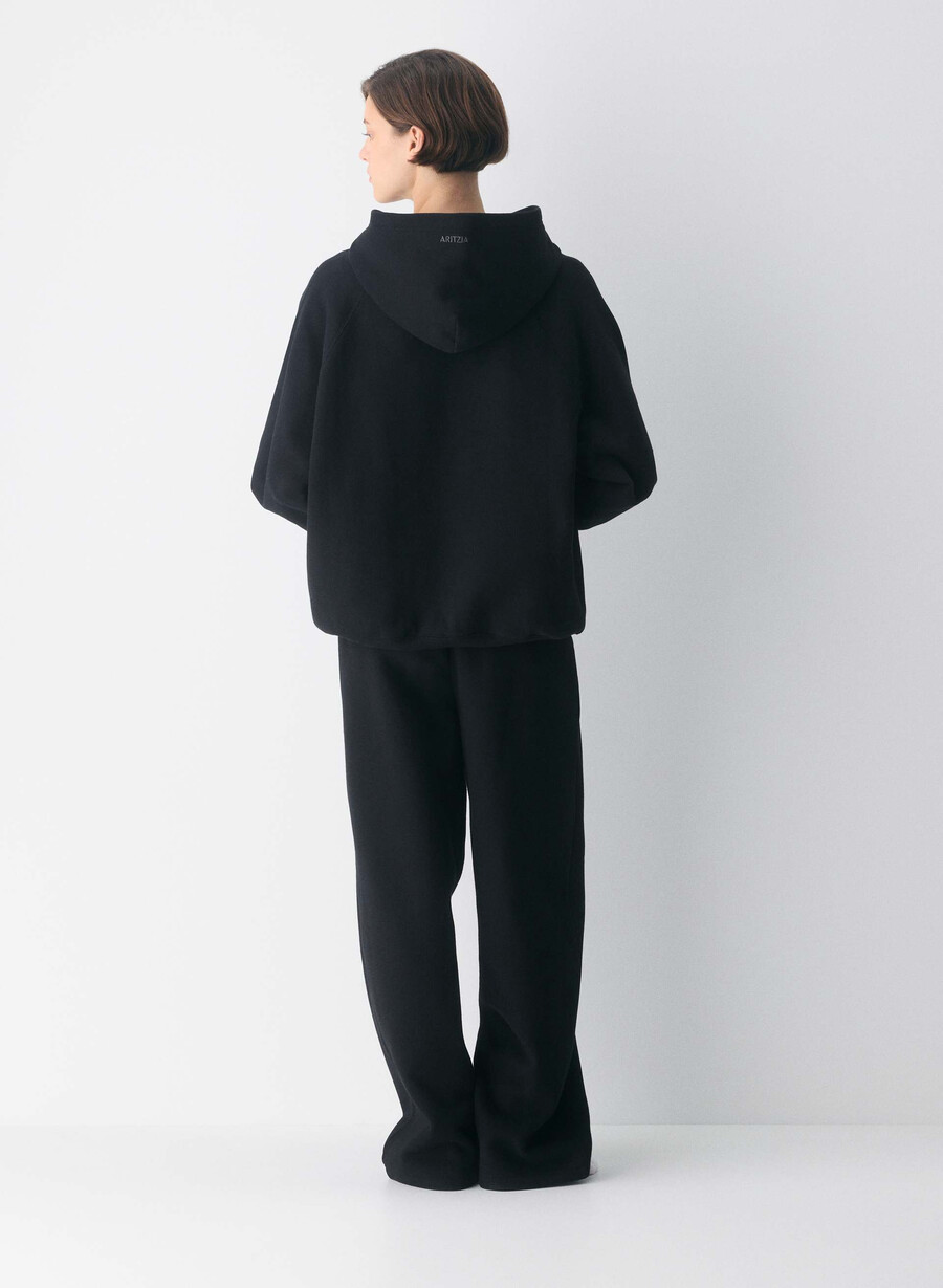 cozy sweatfleece boyfriend barrel joggebukse svart