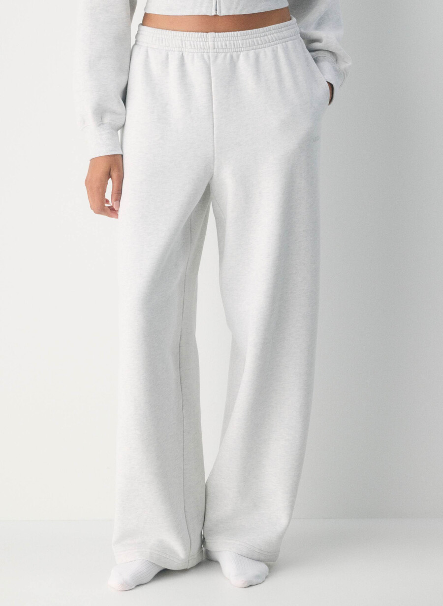 koselig fleece boyfriend barrel joggebukse heather cloud white
