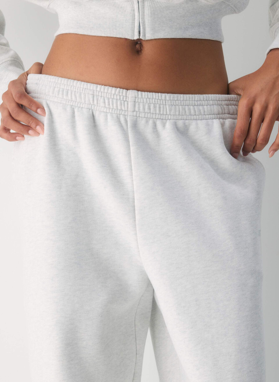 koselig fleece boyfriend barrel joggebukse heather cloud white