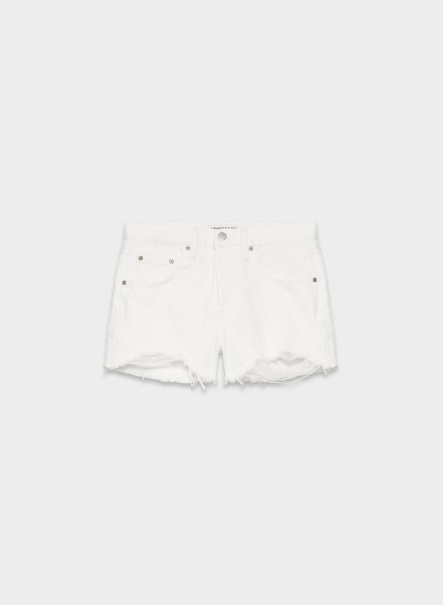 denim forum 90-tallets vintage cut-off denimshorts en liten hvit lØgn