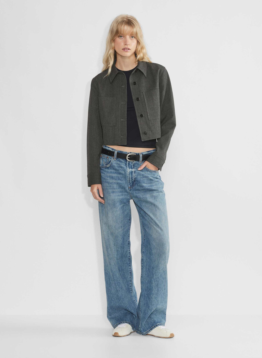 liten cropped jakke chaney svartgrÅ