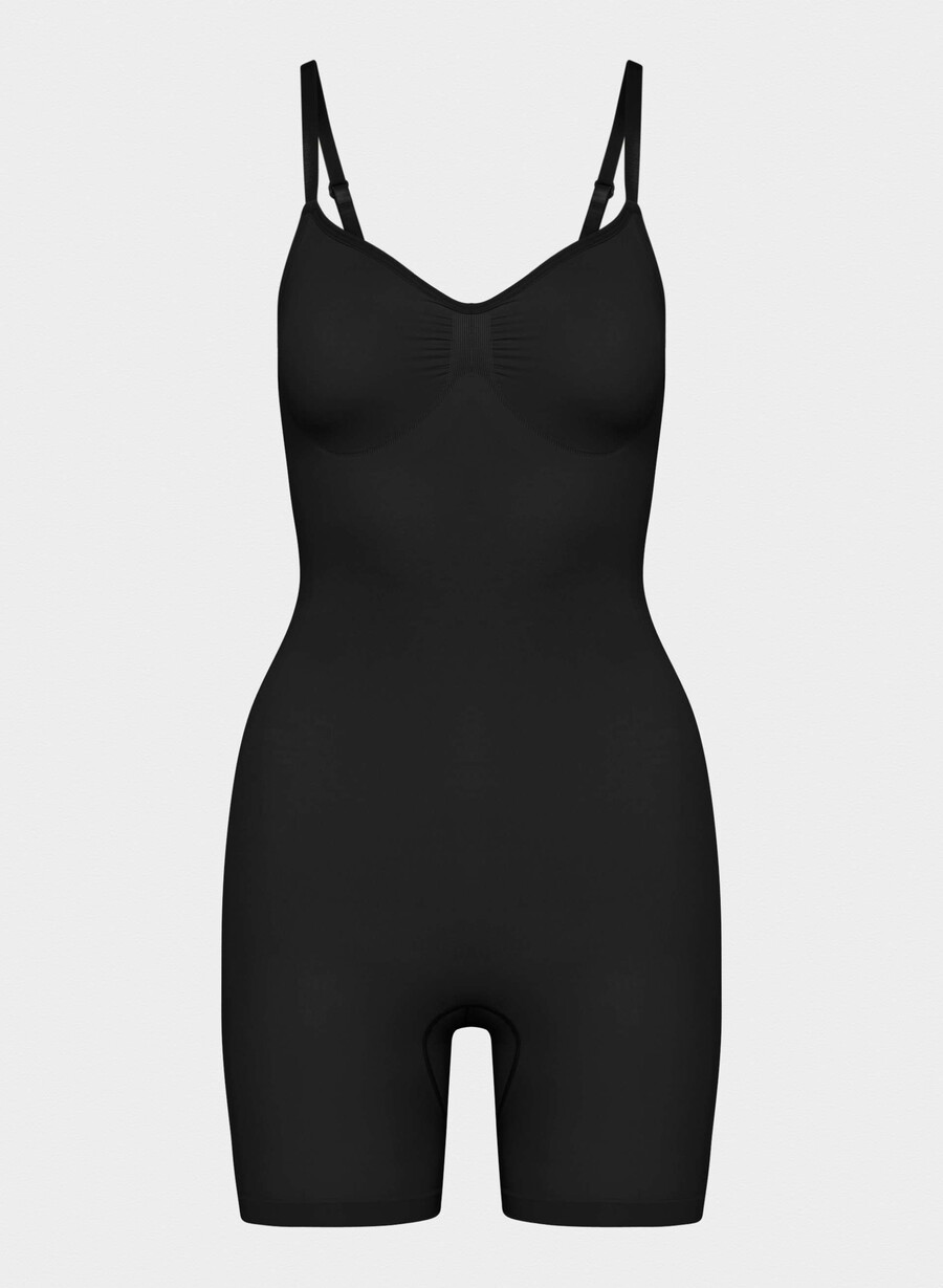 shapeenhance sømløs mid-thigh bodysuit svart