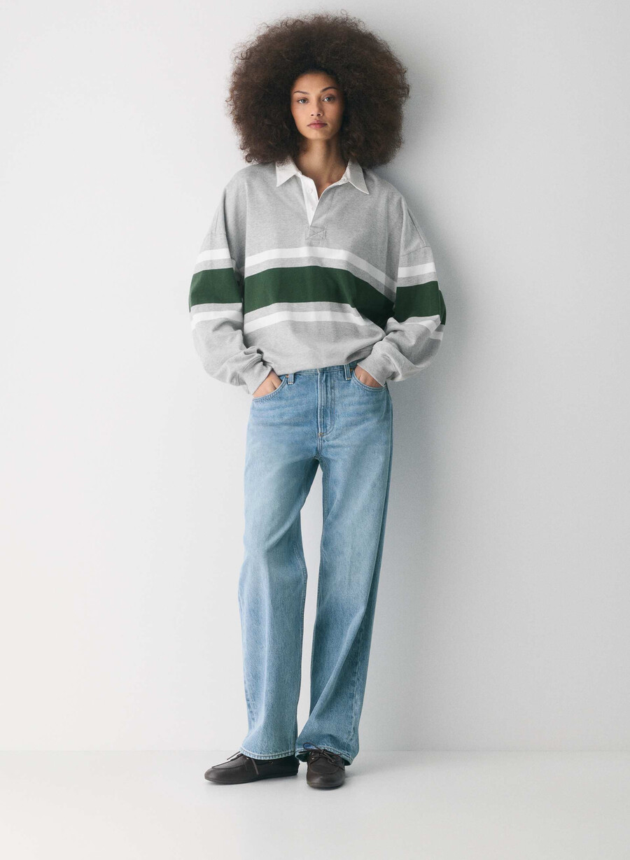 mighty cotton lomu polo langermet hthr chrm campus gr