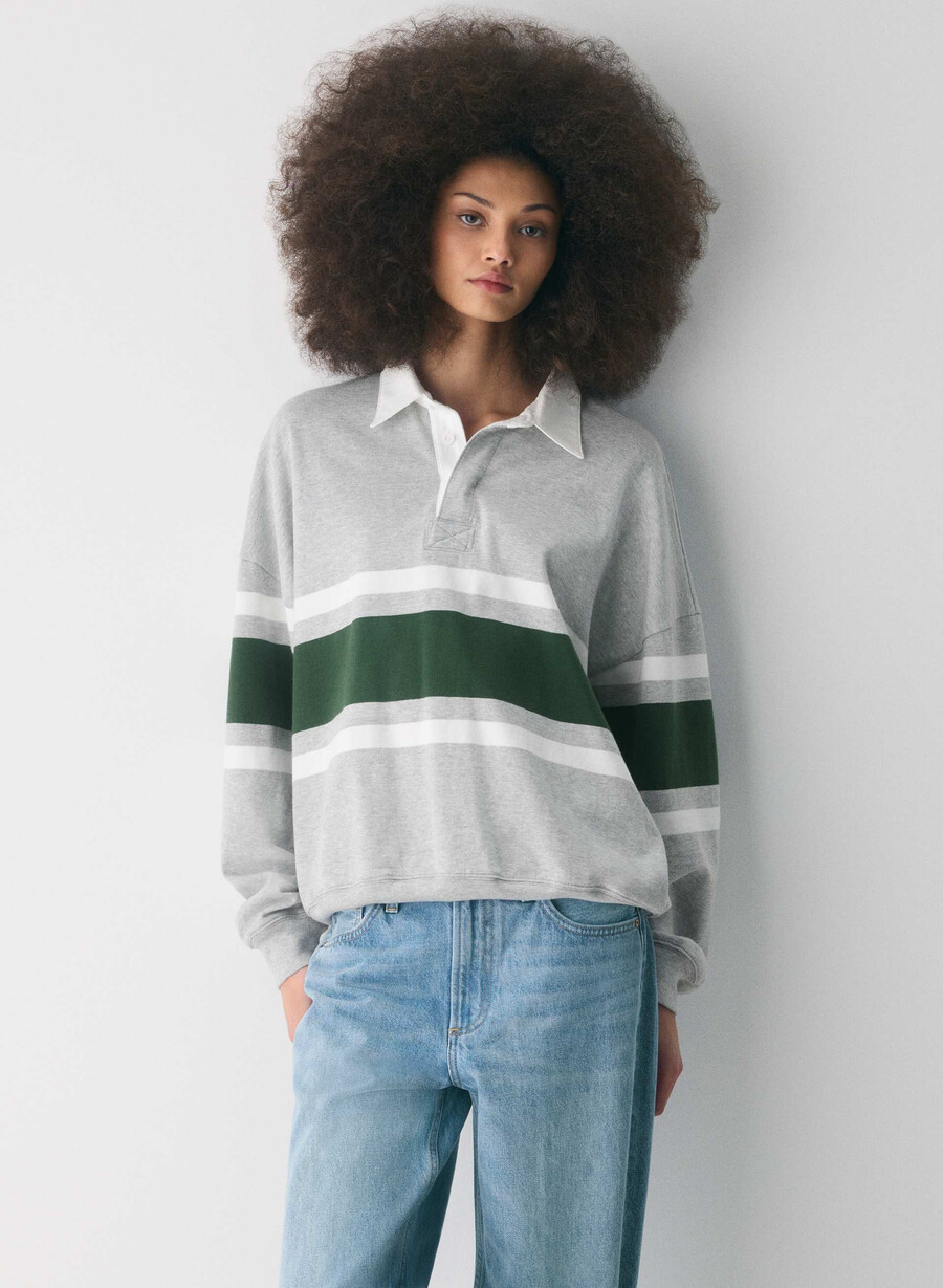 mighty cotton lomu polo langermet hthr chrm campus gr