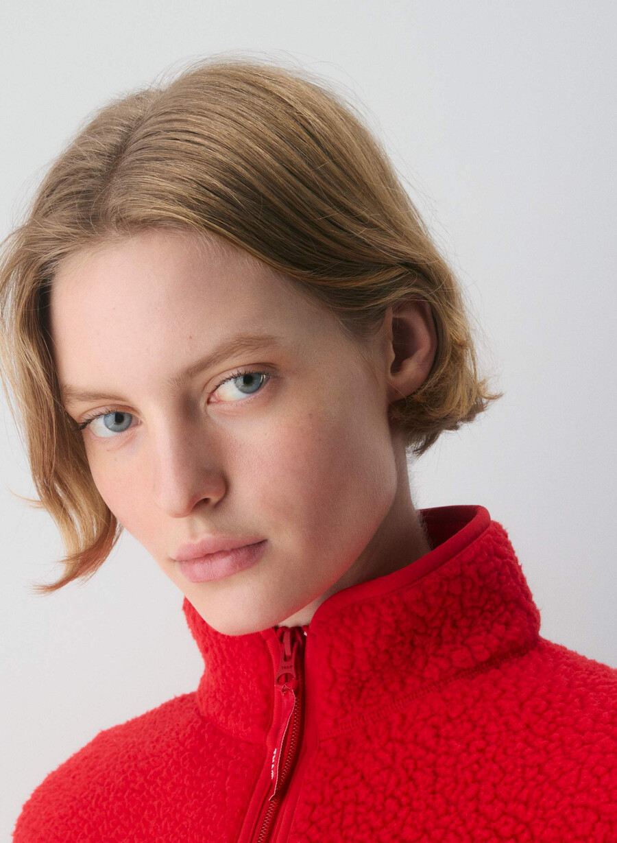 polartec thermal pro mockneck hi-hip zip-up blinkende rØd