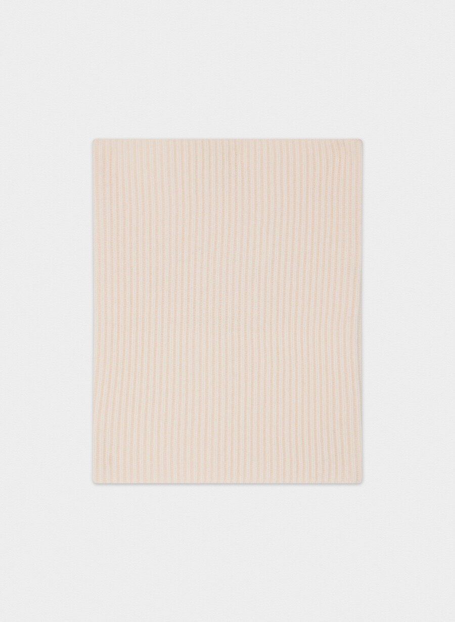 kasjmir ribbet halsvarmer whisper white