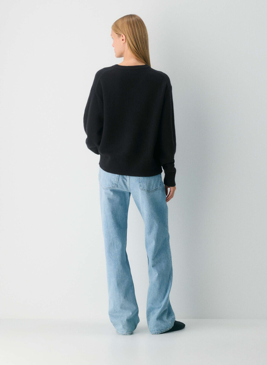 essential cashmere avslappet v-hals genser ufarget spck oat beige