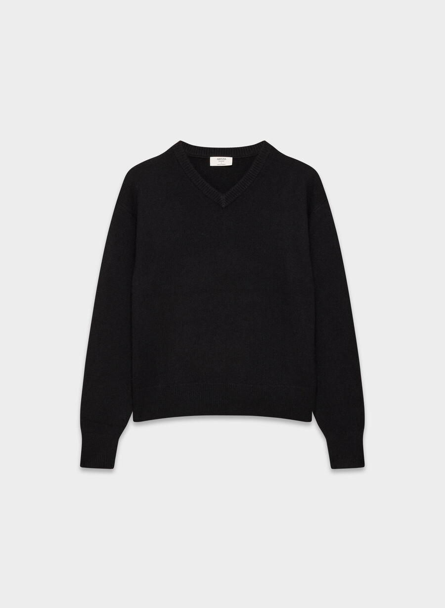 essential cashmere avslappet v-hals genser ufarget spck oat beige