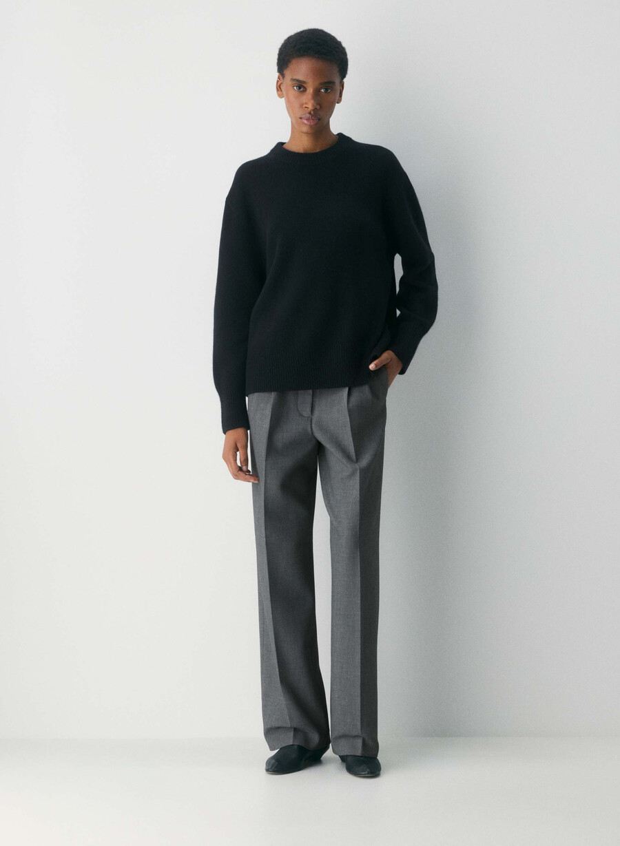 oversized genser i plysj kasjmir svart