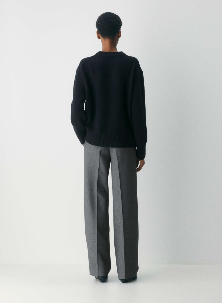 oversized genser i plysj kasjmir svart