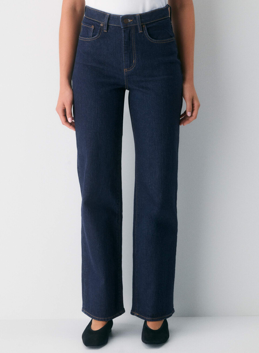 denim forum remy curve-fit høy-rise brede jeans no-stress mØrk blÅ