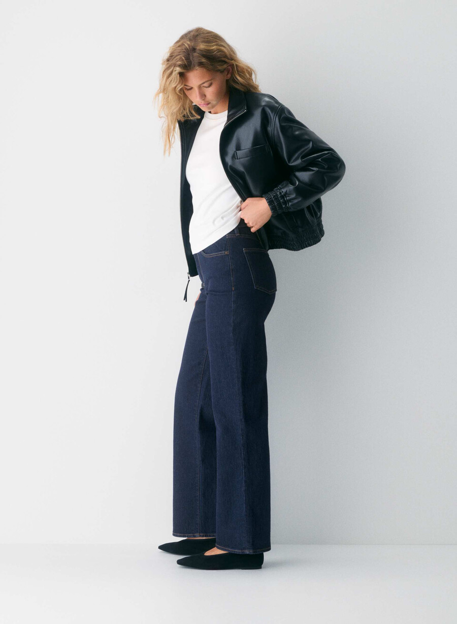 denim forum remy curve-fit høy-rise brede jeans no-stress mØrk blÅ