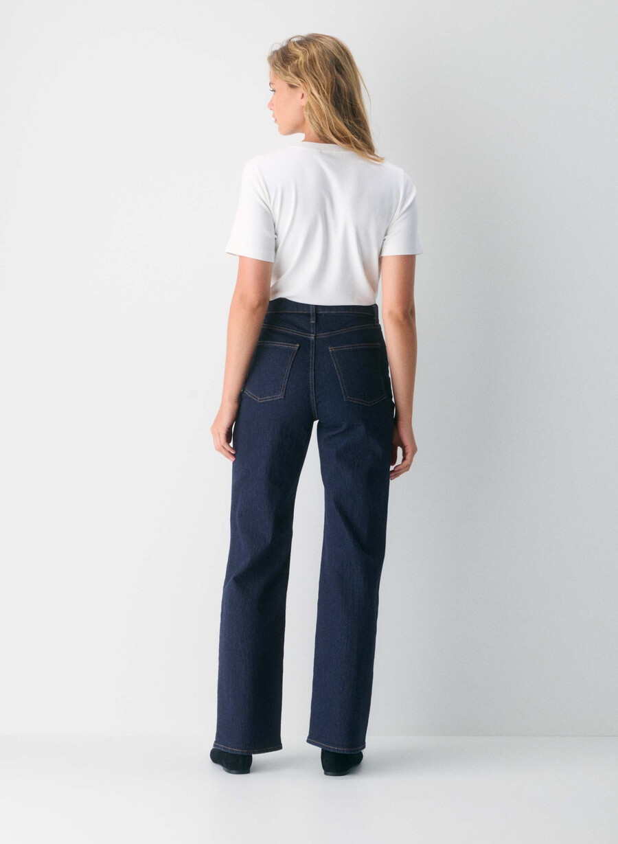 denim forum remy curve-fit høy-rise brede jeans no-stress mØrk blÅ