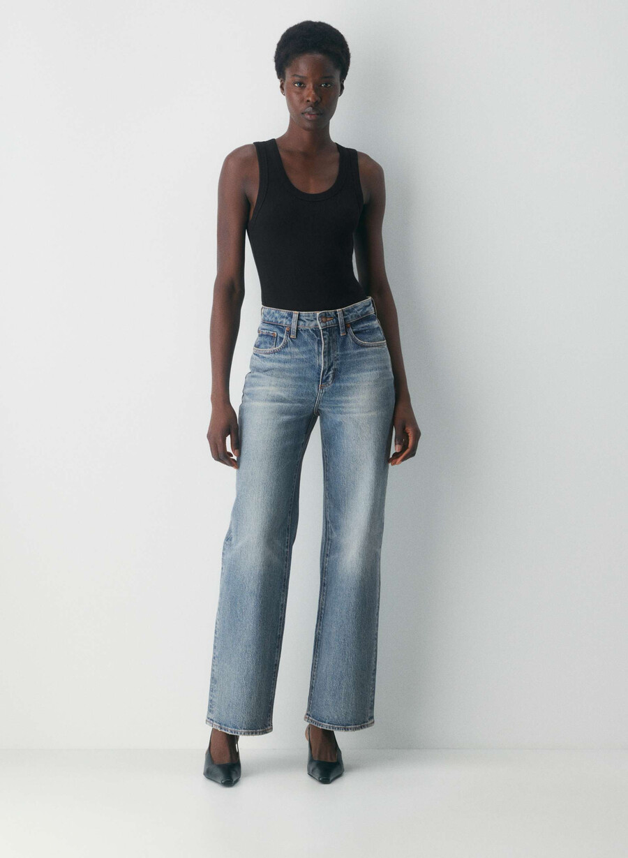 denim forum remy curve-fit høy-rise brede jeans vintage medium blå