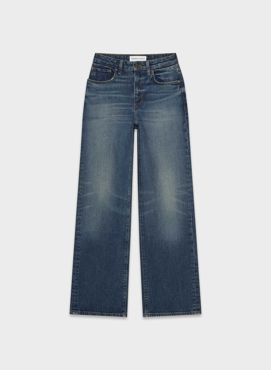 denim forum remy curve-fit høy-rise brede jeans vintage mørk blå
