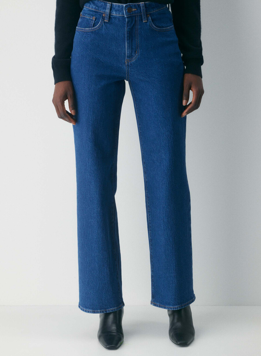 denim forum remy curve-fit high-rise wide jeans true medium blÅ