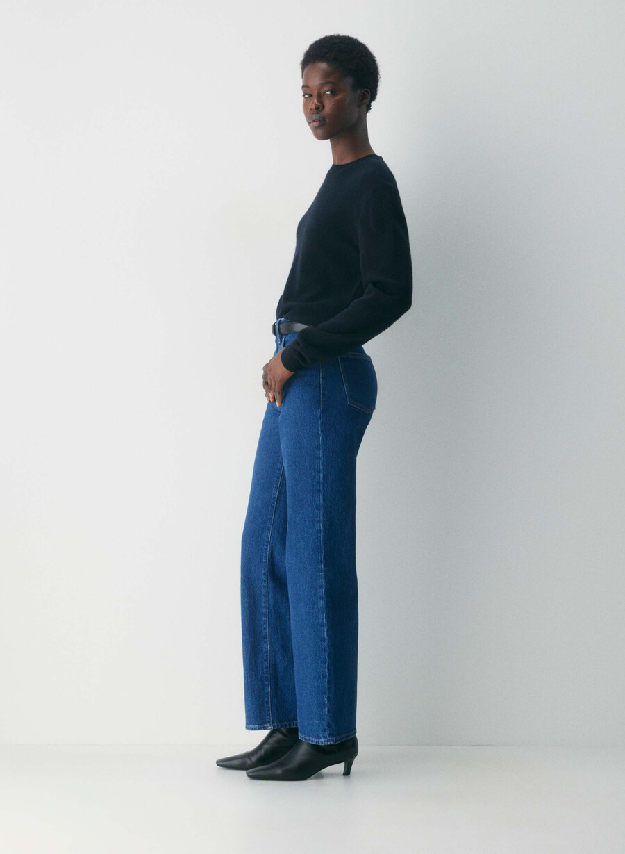 denim forum remy curve-fit high-rise wide jeans true medium blÅ