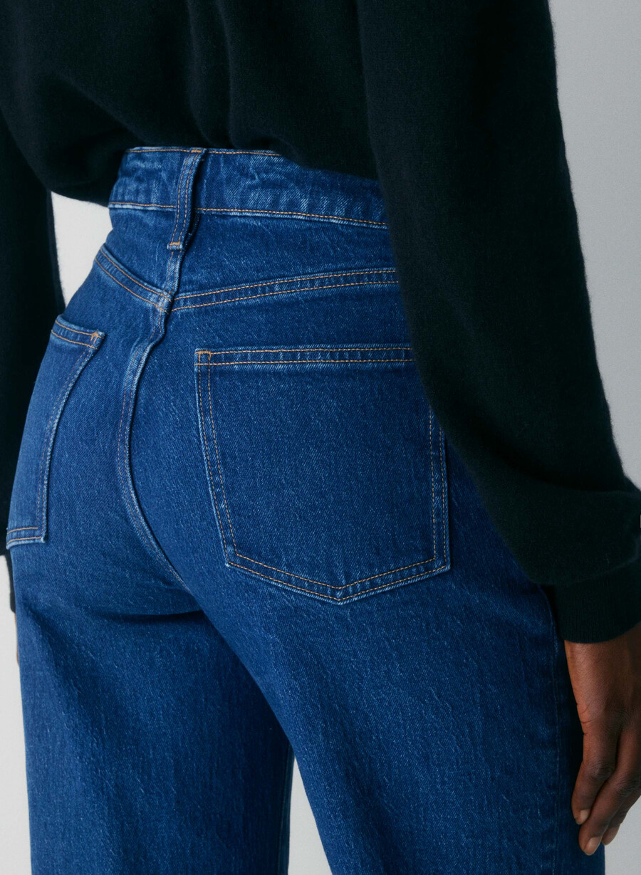 denim forum remy curve-fit high-rise wide jeans true medium blÅ