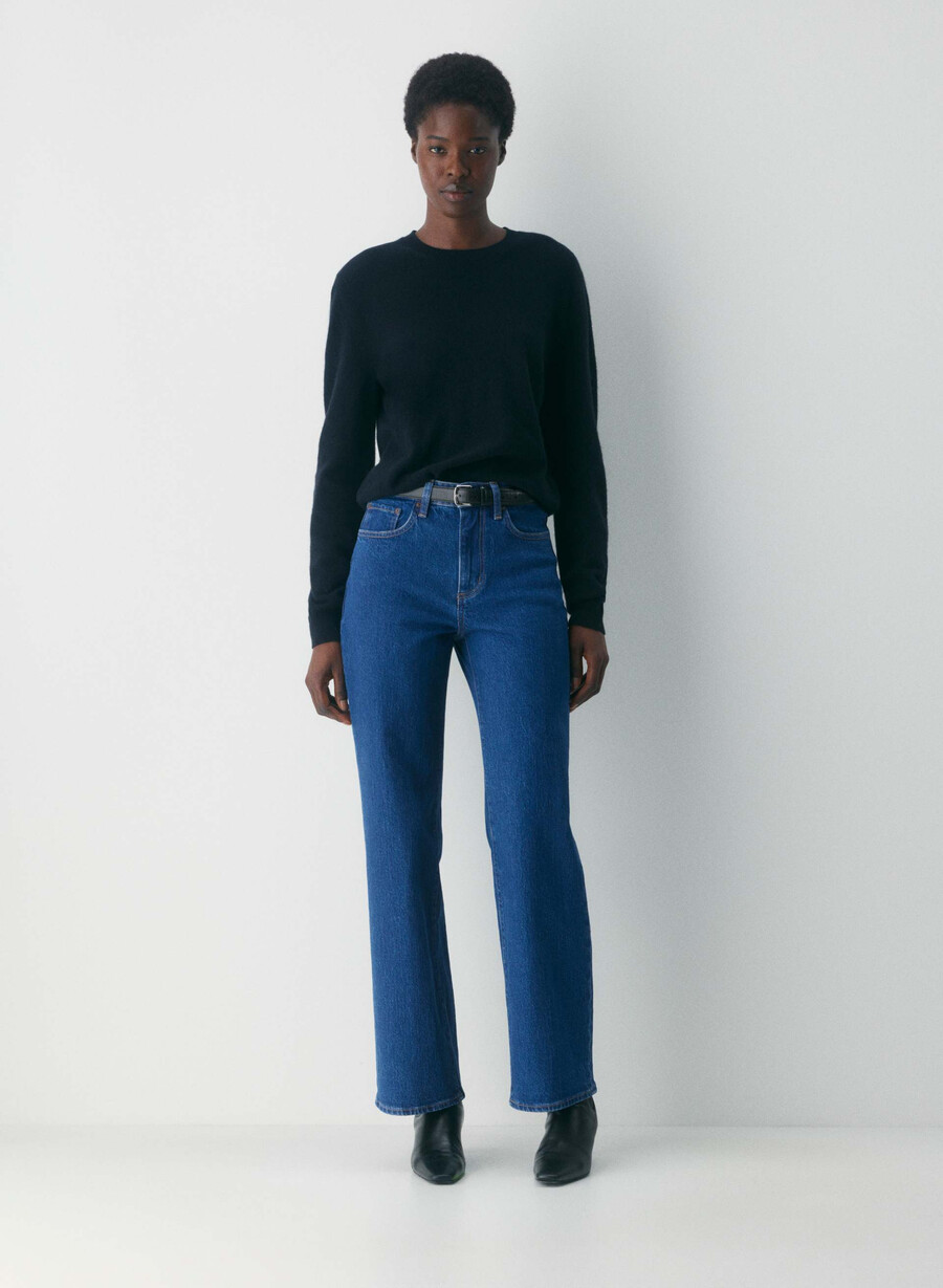 denim forum remy curve-fit high-rise wide jeans true medium blÅ