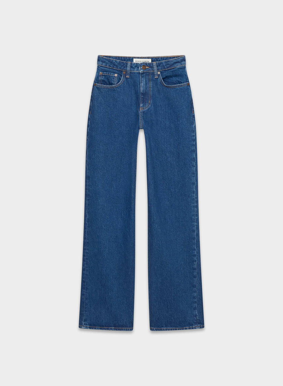 denim forum remy curve-fit high-rise wide jeans true medium blÅ