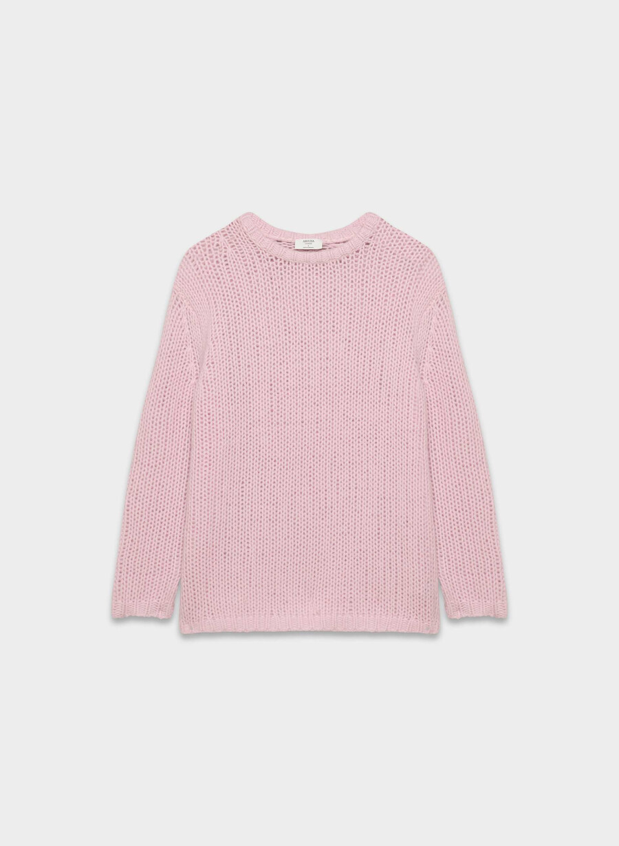 overdimensjonert mesh-genser i kasjmir støvete rosa
