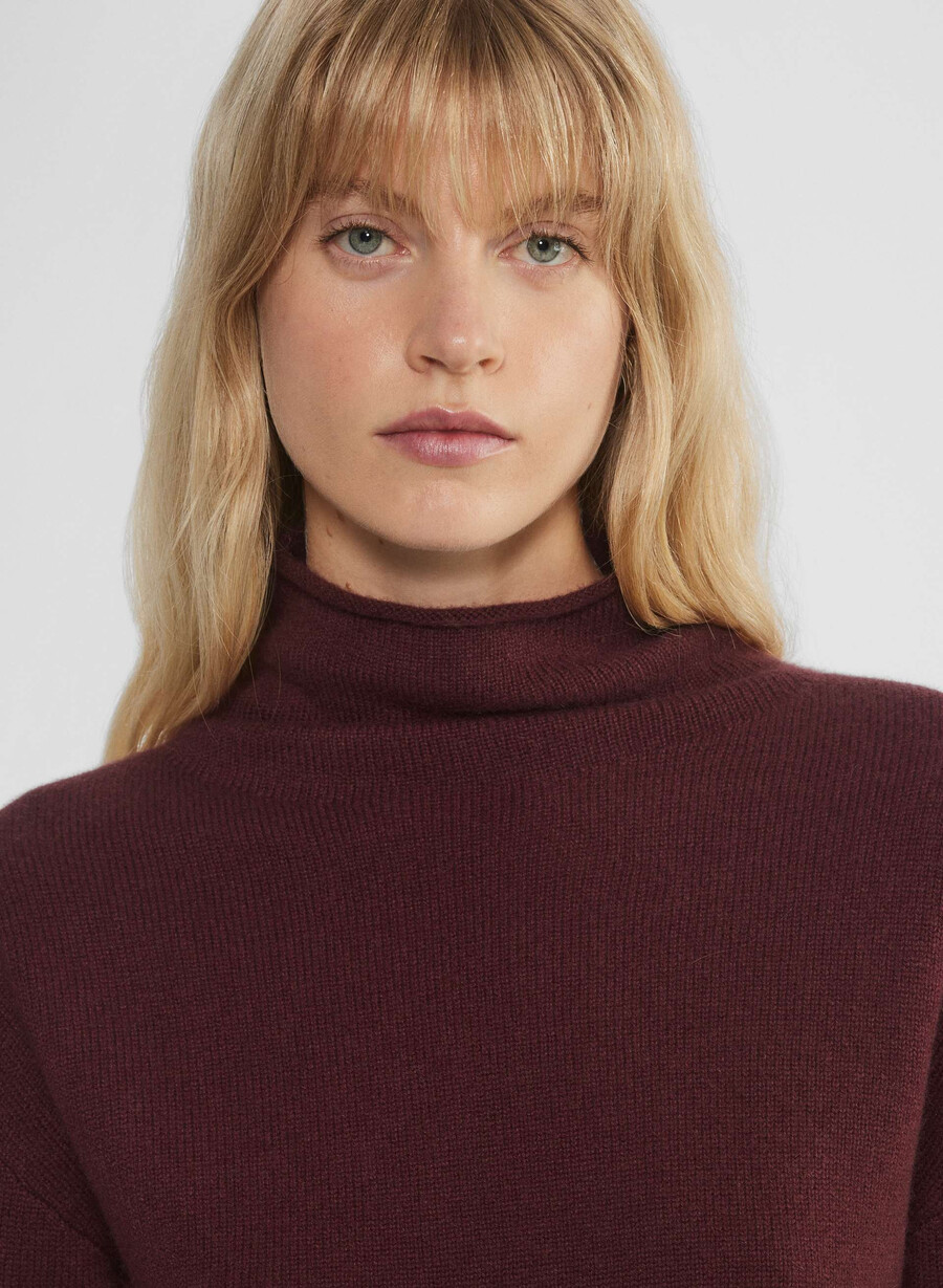 kasjmir mockneck genser sumac burgundy