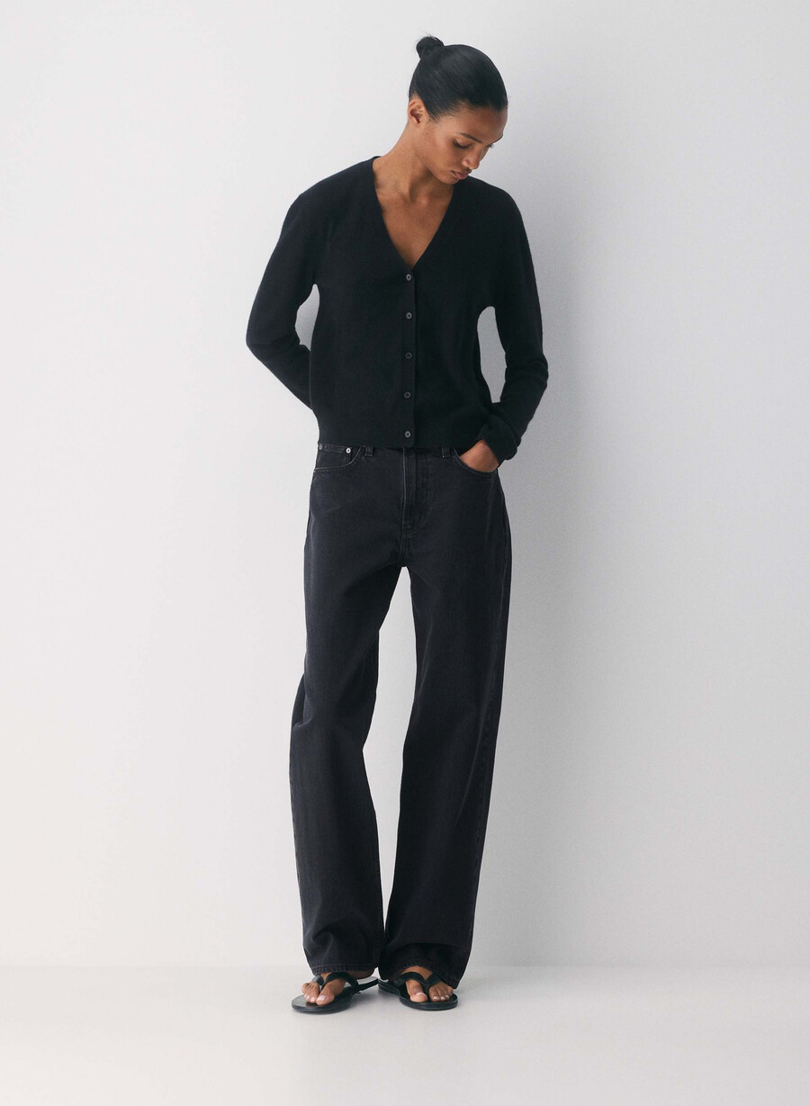 bare cashmere v-hals cardigan svart