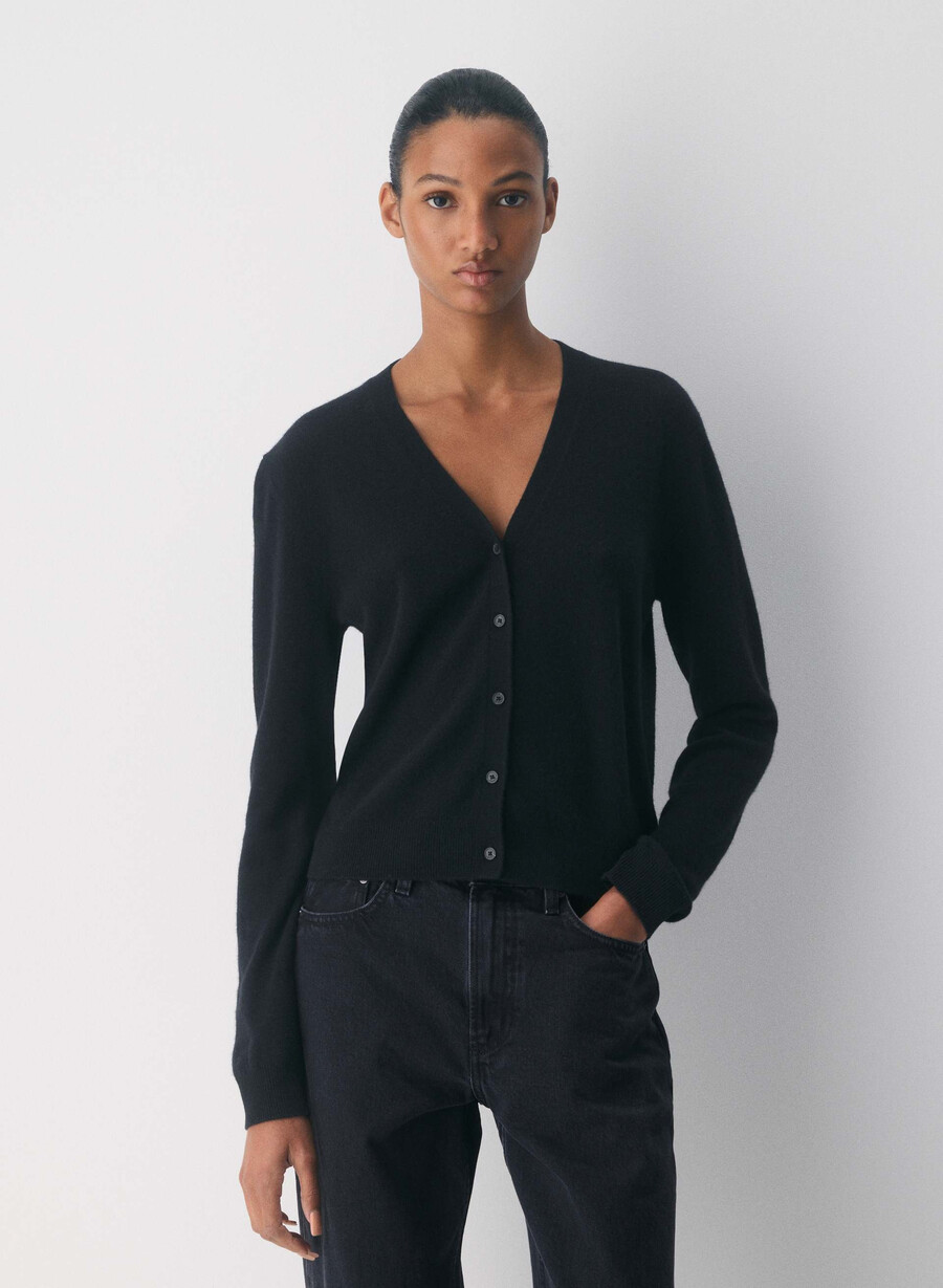 bare cashmere v-hals cardigan svart