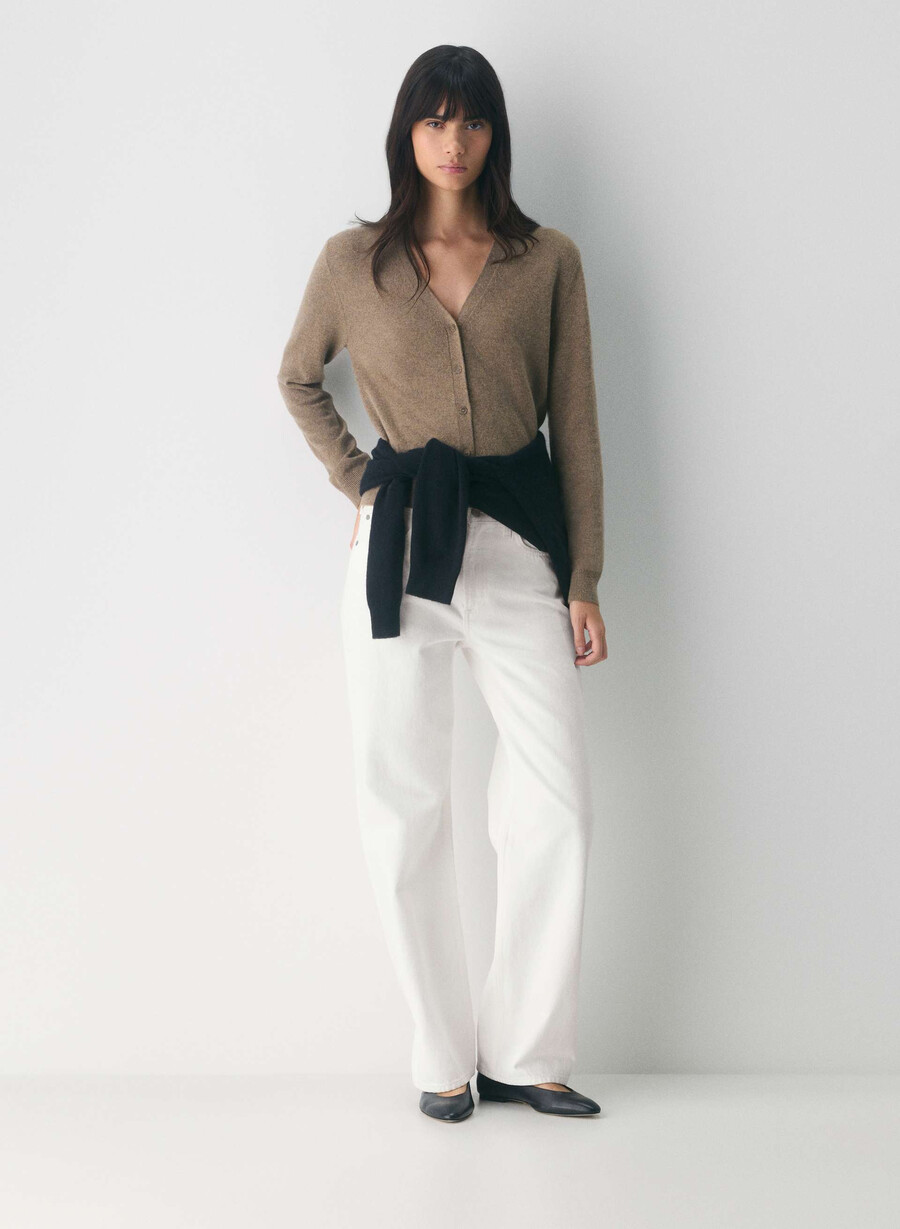 bare cashmere v-hals cardigan mokkabrun