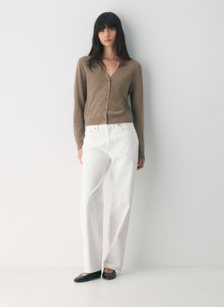 bare cashmere v-hals cardigan heather folio brun