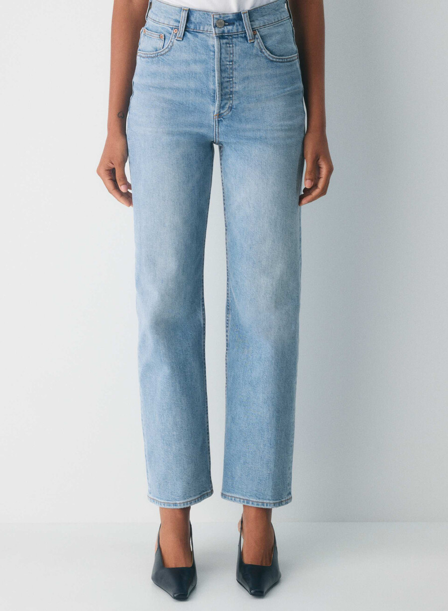 denim forum arlo high-rise straight jeans 7 År bleu taboo