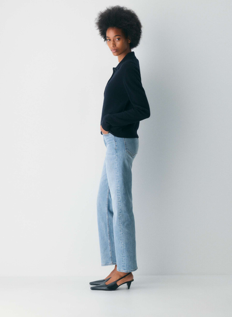 denim forum arlo high-rise straight jeans 7 År bleu taboo