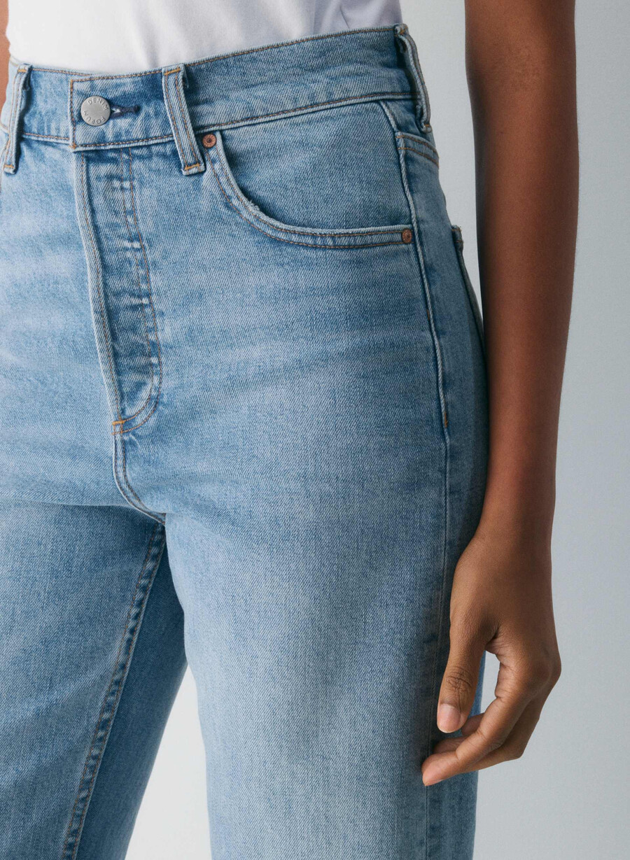 denim forum arlo high-rise straight jeans 7 År bleu taboo