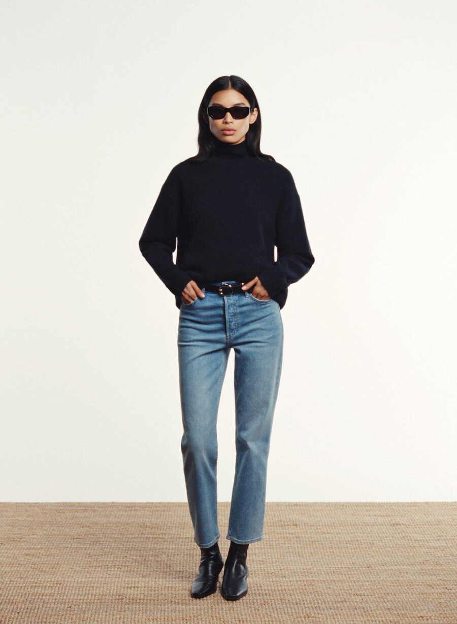 denim forum arlo high-rise straight jeans 7 År bleu taboo