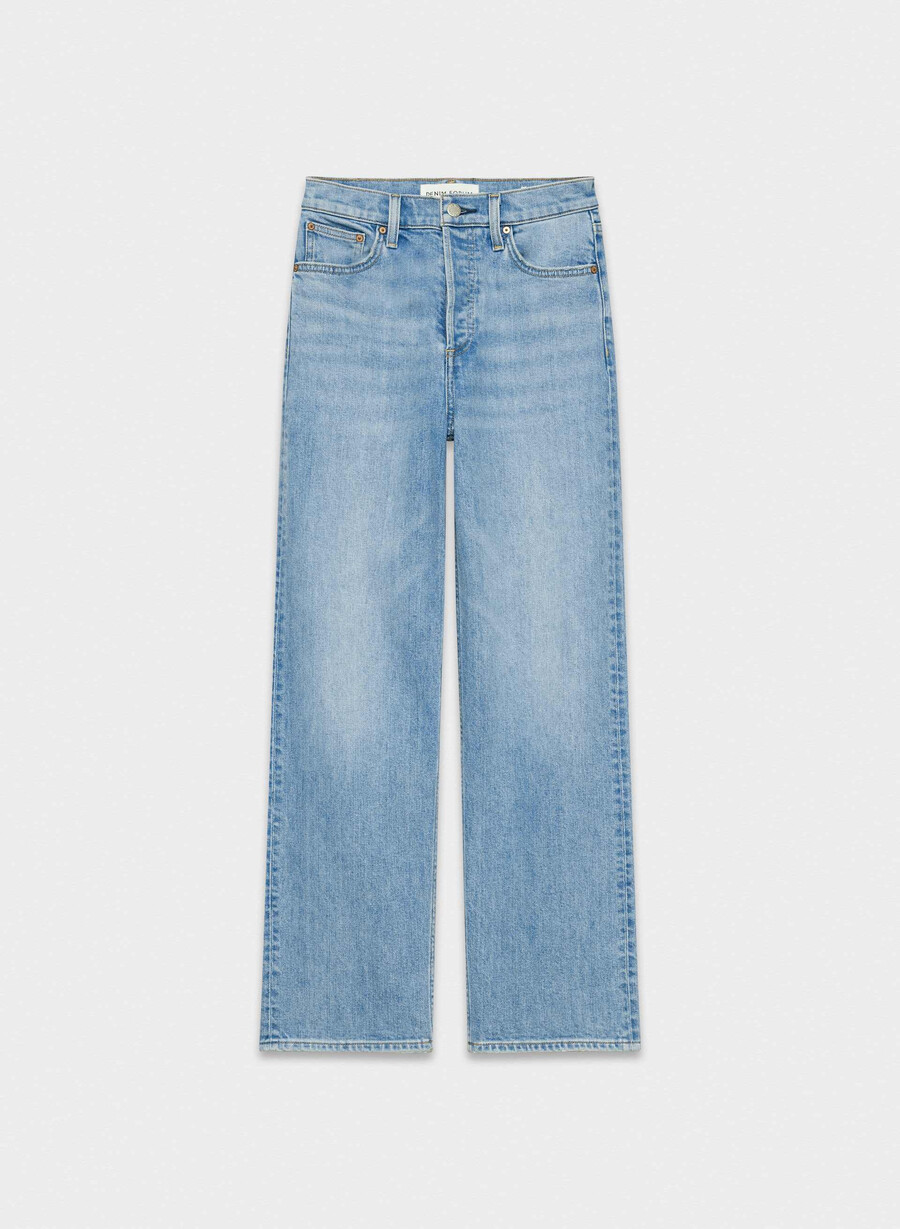 denim forum arlo high-rise straight jeans 7 År bleu taboo