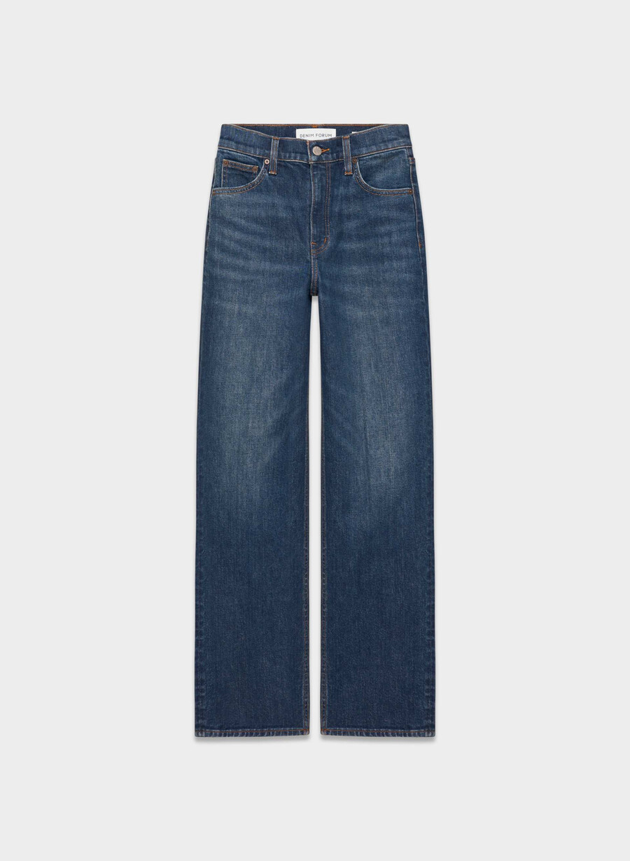 denim forum arlo high-rise straight jean be about dark bleu