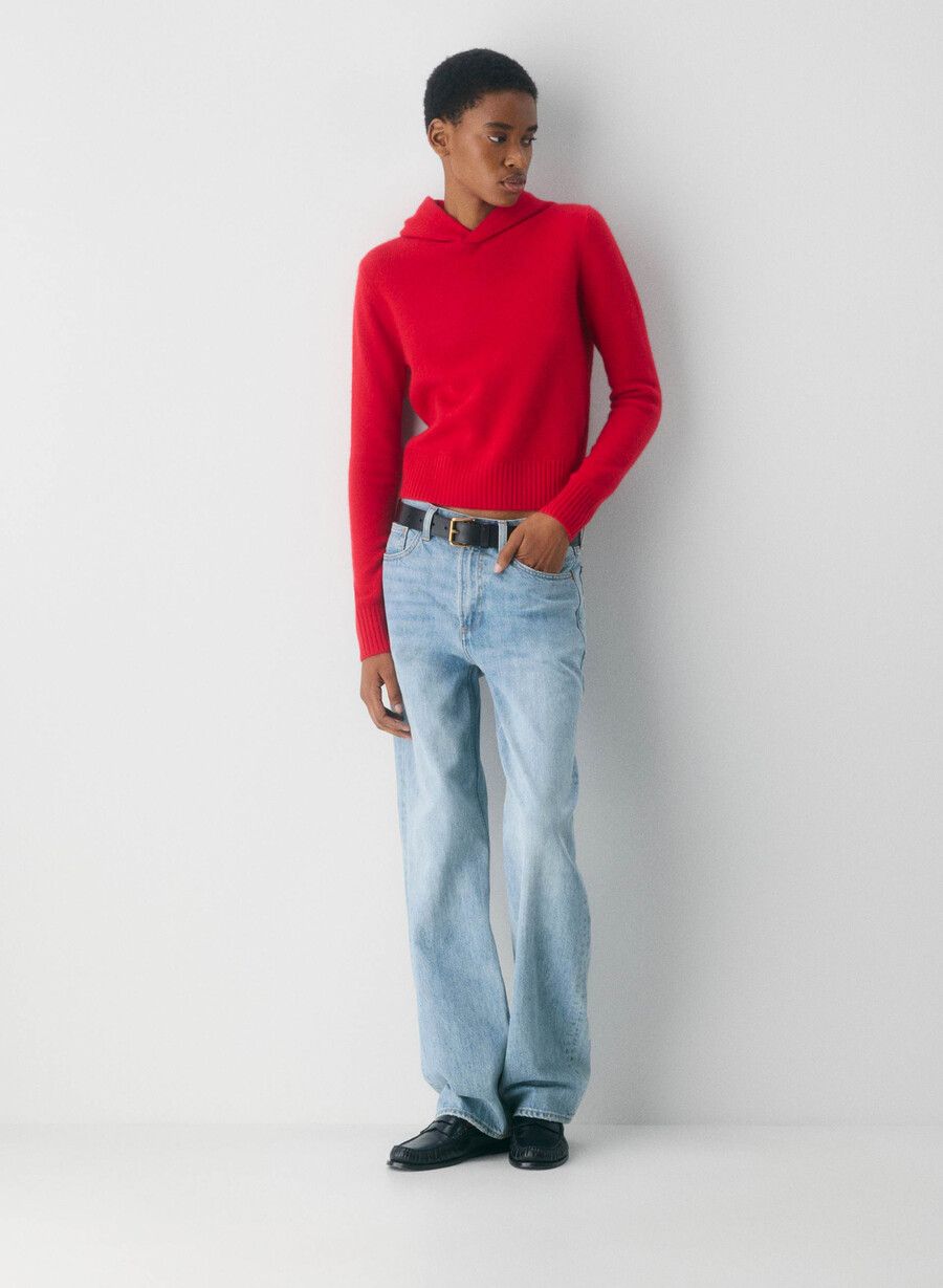 essential cashmere shrunken hettegenser svart
