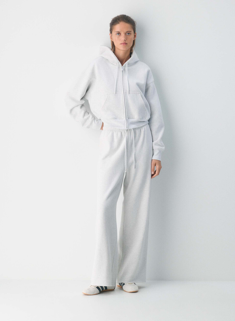 koselig sweatfleece mega flutter joggebukse heather cloud white