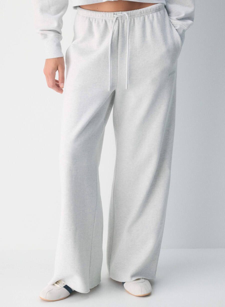 koselig sweatfleece mega flutter joggebukse heather cloud white