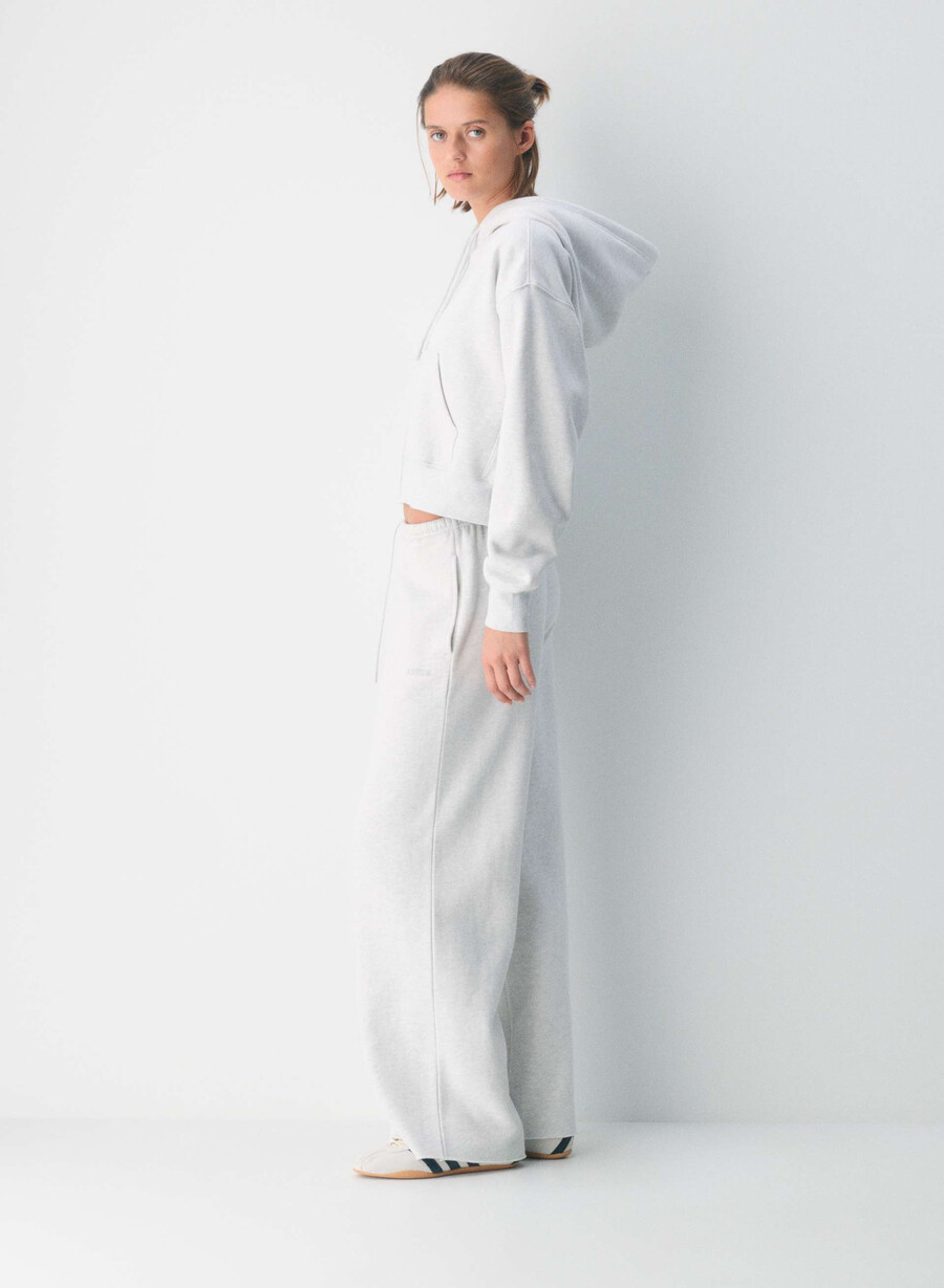 koselig sweatfleece mega flutter joggebukse heather cloud white