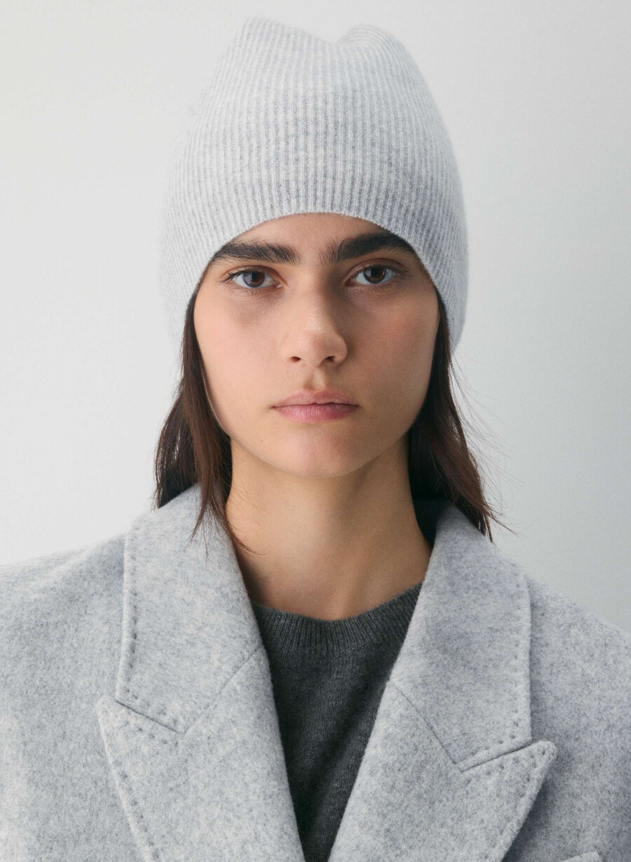 kasjmir ribbet slouchy lue heather chrome