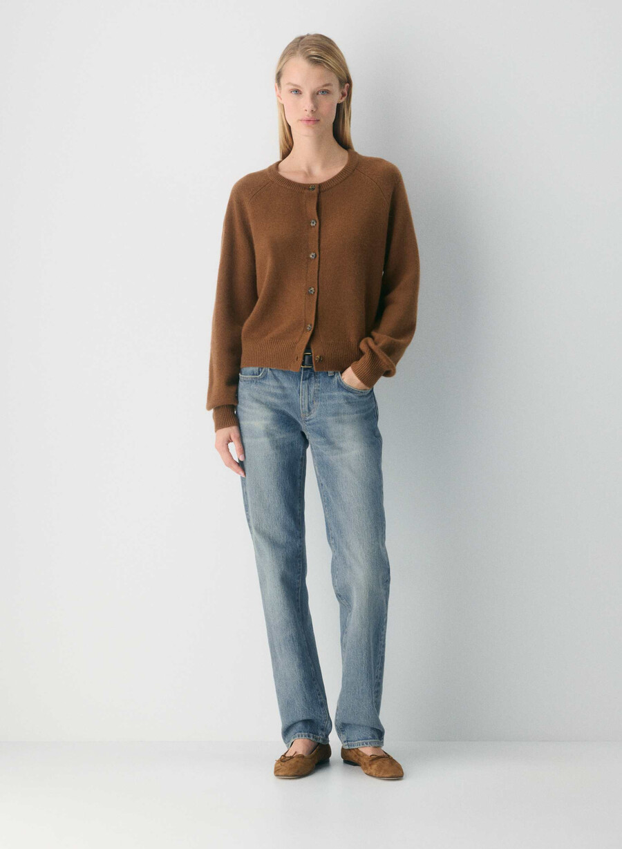 essential wool cashmere london cardigan sjokoladebrun