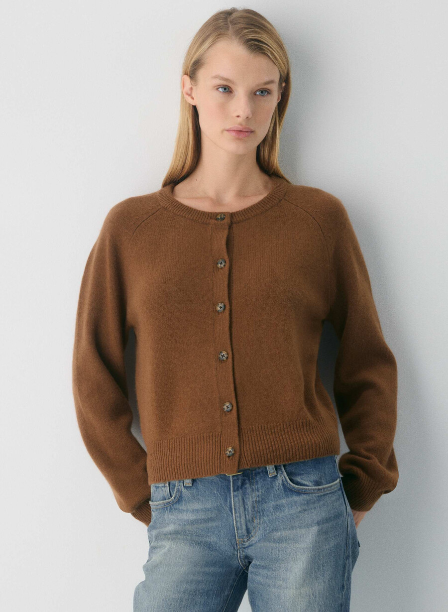 essential wool cashmere london cardigan sjokoladebrun