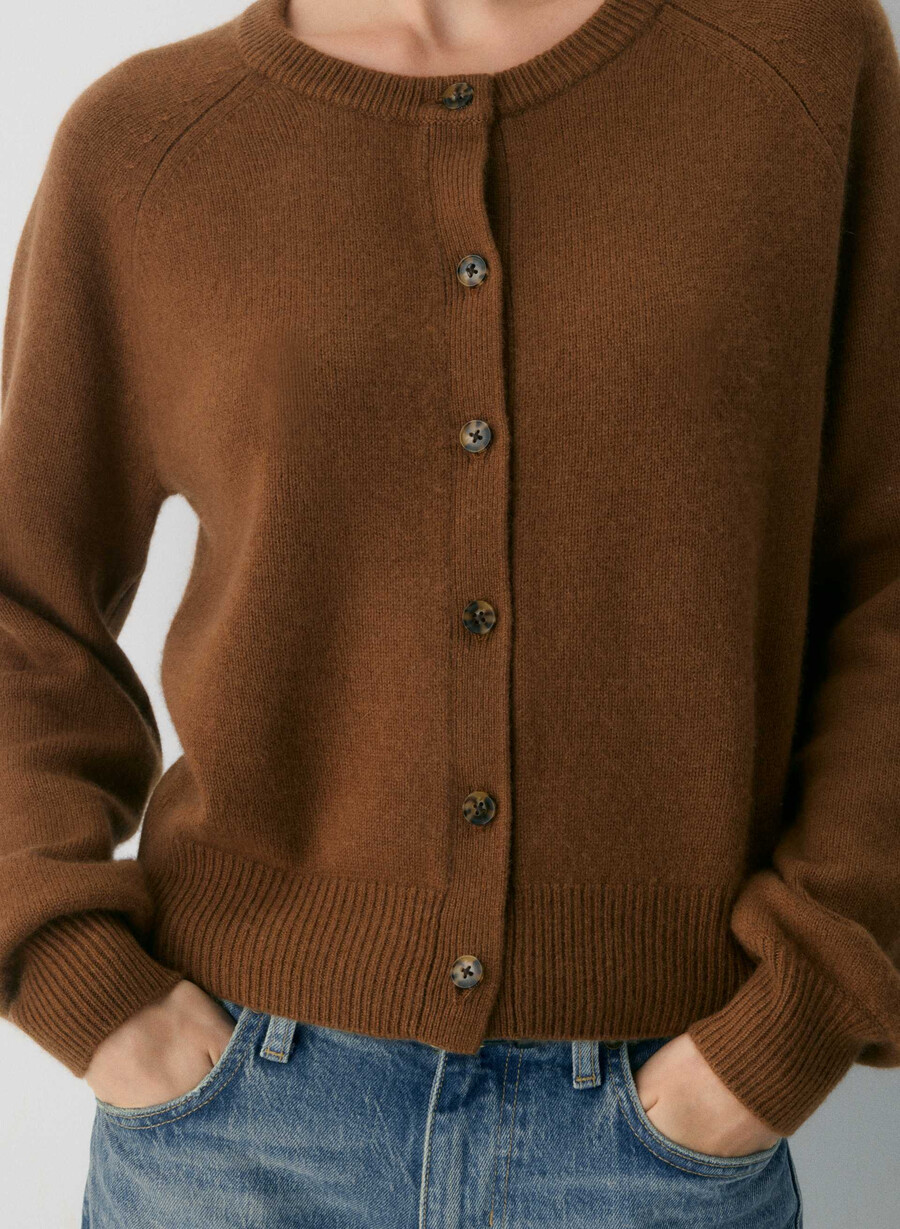 essential wool cashmere london cardigan sjokoladebrun