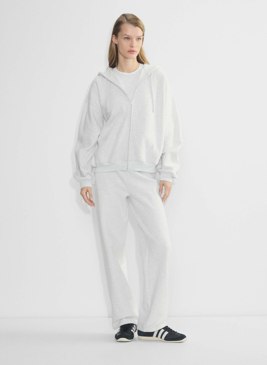 koselig hettegenser med fleece-logo og glidelås i lyngblått